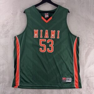 Nike Team Miami Hurricanes Basketball Jersey Mens Size Large Green #53‎